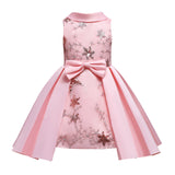 Kid Girl Fashion Lapel Stars Sequin Princess Dresses