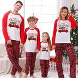 Family Matching Home Suit Christmas Plaid Patchwork Print Pajamas