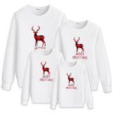 Family Matching Christmas Cartoon Elk Print Top Shirts