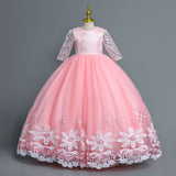 Kid Girl Princess Piano Performance Flower Wedding Dress