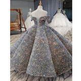 Kid Girl Princess Shag Yarn High-end Host Piano Performance Sequins Dresses