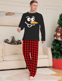 Family Matching Cartoon Plaid Christmas Print Pajamas