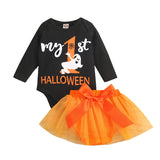 Baby Girl Halloween Printed Mesh Infants Toddlers Suits 2 Pcs Sets
