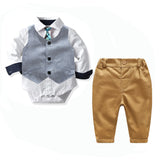 Baby Boy Suit Long Sleeve Climbing Gentleman Triangle 2 Pcs Sets