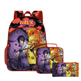 Primary Secondary School Kid Backpack Meal Kit Naruto School Bag 3 Pcs