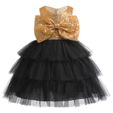 Kid Girls Big Bow Sequins Performance Dress