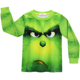 Kid Boy Christmas Green Fur Monster Long Sleeve Sets Pajamas