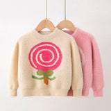 Kid Baby Girl Winter Mink Cashmere Pullover Sweater