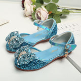 Girl Leather Shoes with Rhinestone Sequined Princess Shoes