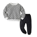 Kid Baby Boy Leisure Suit Printed Long Sleeve Fashionable 2 Pcs Sets