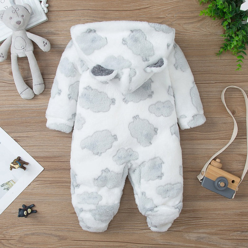 Baby Girl Boy One-piece Wrap Foot Winter Cashmere Lamb Rompers