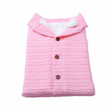 Baby Button Outdoor Cart Wool Knit Fleece Thickened Thermal Sleeping Pajamas