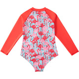 Kid Girls Middle Sunscreen Swimsuit Long-sleeved One-piece Swimwear