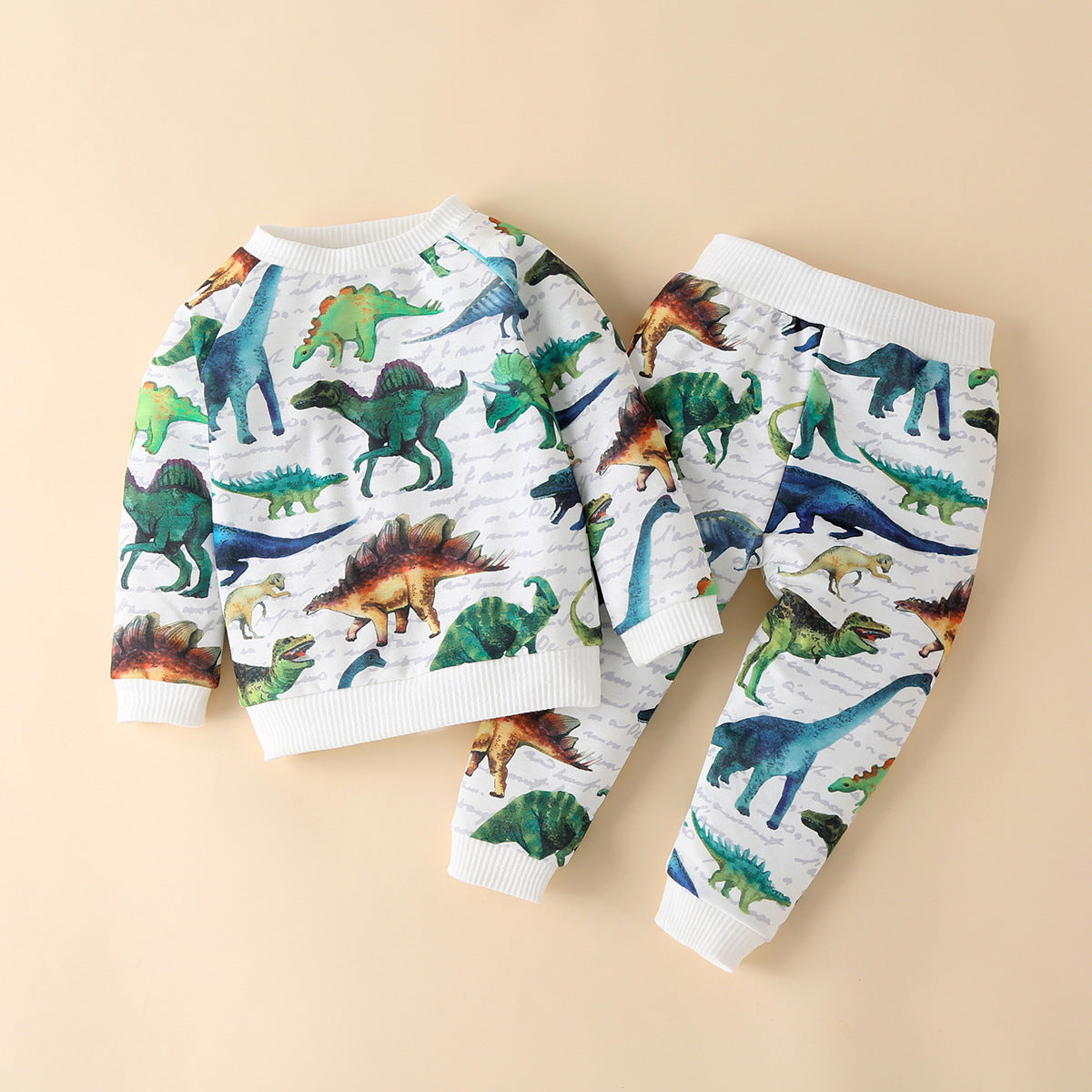 Kid Baby Boy Autumn Long Sleeve Cotton Dinosaur Suit 2 Pcs Sets