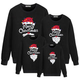 Family Matching Autumn Black Guards Santa Claus Cartoon Print Christmas Shirts Top