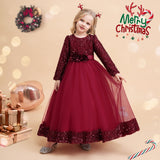 Kid Girl Princess Long Sequin Christmas Cosplay Dress