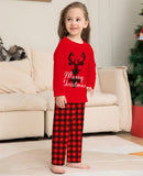 Family Matching Letter Plaid Fawn Christmas Parent-child Loungewear Pajamas
