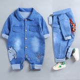 Baby Boy One-piece Cartoon Cowboy Long Sleeve Climbing Rompers