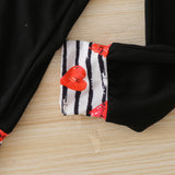 Kid Girls Valentine's Day Dovetail Heart Stripe Long Sleeve 2 Pcs Sets