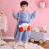Autumn Winter Plush Kids Baby Boy Girl One-piece Cute Cartoon Coral Pajamas
