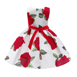 Kid Baby Girls Red Print Princess Flower Dress