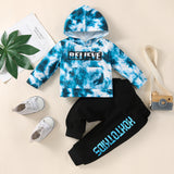 Baby Boys Suit Long Sleeved Letter Tie-dye JAutumn Winter 2 Pcs Sets