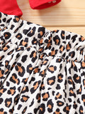 Baby Girl Monogram Print Long Sleeves Leopard Print Short 2 Pcs Sets