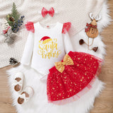 Baby Girl Christmas Fly Sleeve Harley Net Yarn Dresses