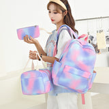 Kid Gradient Rainbow School Bag Large Capacity Backpack 3 Pcs Sets