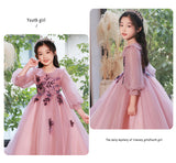 Kid Girl Long-sleeved Princess Flower Wedding Fairy Performance Dresses