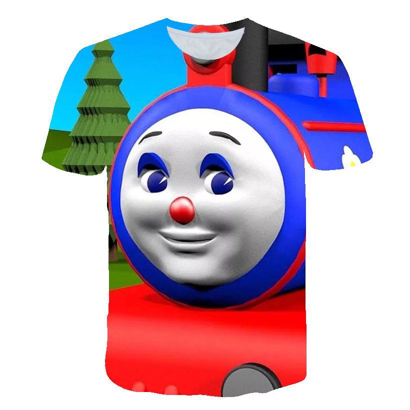 Kid Boy Comfortable Round Collar Thomas Train 3D Digital T-shirt