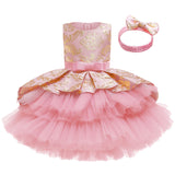 Kid Baby Girl Princess Train Cake Pompadour Ins Sleeveless Jacquard Dresses