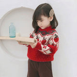 Kid Baby Girl Jacquard Christmas Treasure Thickening Sweater