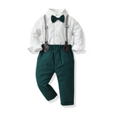 Kid Baby Boys Suit Solid Color Long Sleeve Overalls British Spring 2 Pcs Sets