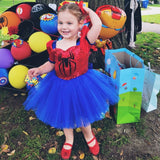 Kid Baby Girl Black Spider Sequins Splicing Gauze Princess Dress