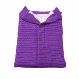 Baby Button Outdoor Cart Wool Knit Fleece Thickened Thermal Sleeping Pajamas