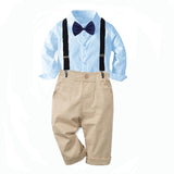 Kid Baby Boy Gentleman Suit Light Blue Long Sleeve Set 2 Pcs