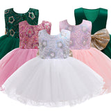 Kid Baby Girl Glitter Solid Color Gauze Princess Dresses