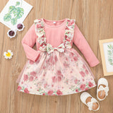 Baby Girl Autumn Lovely Printing Gauze Flower Dresses