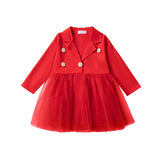 Kid Baby Girls Autumn Long Sleeve Red Lovely Gauze Dress