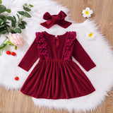 Baby Girl Lace Long Sleeve Velvet Autumn Winter Dresses