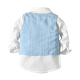 Gentleman Suit Baby Boy Set Formal Striped 3 Pcs