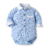 Baby Boy Suit Long Sleeve Plaid Crawl Triangle 3 Pcs Sets