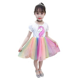 Kid Baby Girl Rainbow Unicorn Fashionable Casual Tide Dresses