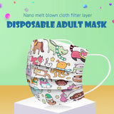 Kid Disposable Cute Pet Small Animal Series Spiny Printing Mask 10 Pcs