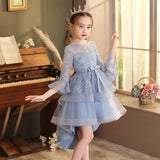 Kid Girl Pompous Trumpet Sleeves Princess Dress