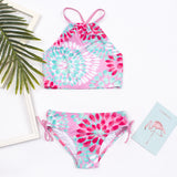 Kid Girls Swimsuit Split Water Drop Print Bikini