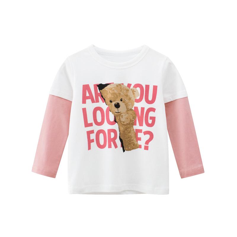 Toddler Girl Bear Print Long Sleeve T-shirt 2 Colors
