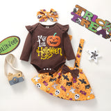 0-18M Baby Girl Halloween Long Sleeves Straps 2 Pcs Sets