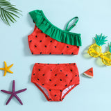 Kid Baby Girls Summer Suspender Swimsuit Watermelon Split Bikini